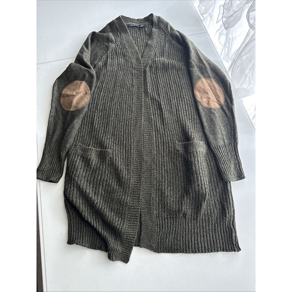 RDI Women's Long Cardigan With Elbow Patch Hunter Green Size Small!